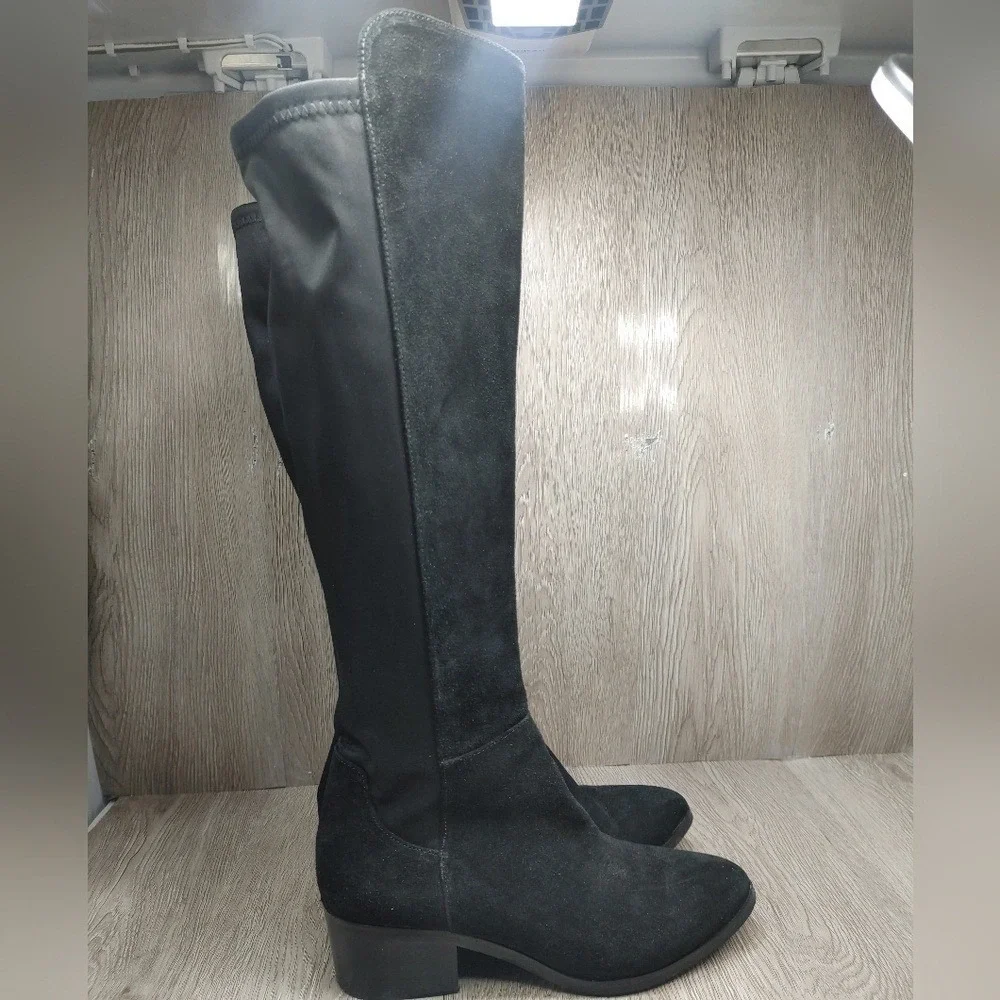 Blondo Gallo Riding Knee Boot Black Suede‎ Waterproof Block Heel 8.5 B6225
